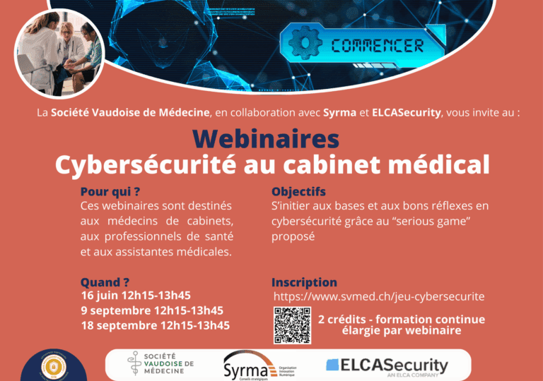 Webinaires sur la cybersécurité au cabinet (serious game)