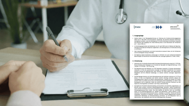 TARDOC: précisions sur le projet de plafonnement des prestations médicales annoncé par la FMH